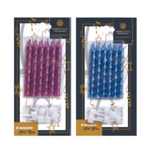 12 bougies Twist roses ou bleues - A l'unité ou boite de 25 blisters