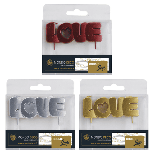 Bougie Love L.8,3 cm - Coloris au choix - A l’unité ou boite de 50 – Image 5