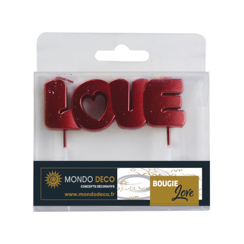 Bougie Love L.8,3 cm - Coloris au choix - A l’unité ou boite de 50 – Image 4