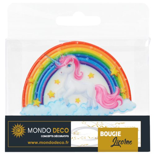 Bougie Licorne Arc-en-ciel H.5,5 cm - A l’unité ou boite de 25 – Image 3