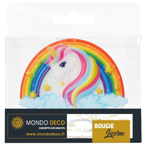 Bougie Licorne Arc-en-ciel H.5,5 cm - A l’unité ou boite de 25 – Image 2