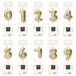Bougie chiffre dorée style ballon – Conditionnement et chiffre au choix de 0 à 9