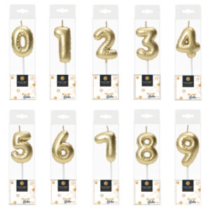 Bougie chiffre dorée style ballon – Conditionnement et chiffre au choix de 0 à 9