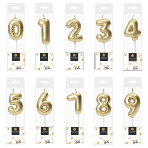 Bougie chiffre dorée style ballon - Conditionnement et chiffre au choix de 0 à 9