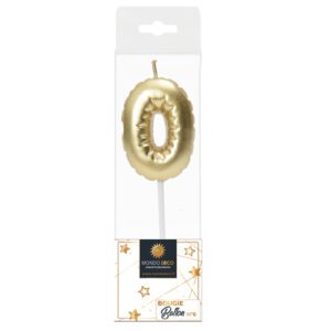 Descriptif de la BOUGIE BALLON CHIFFRE 0 : Chiffre 0 Display de 20 blisters Dimensions : H. 5 cm Référence : 1130 Matière : Cire Couleur : Doré spéciale revente Boulangerie/Pâtisserie Possibilité de prêt de présentoir sous condition