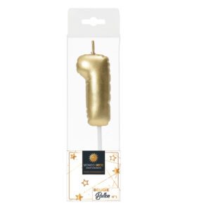 Descriptif de la BOUGIE BALLON CHIFFRE 1 : Chiffre 1 Display de 20 blisters Dimensions : H. 5 cm Référence : 1131 Matière : Cire Couleur : Doré spéciale revente Boulangerie/Pâtisserie Possibilité de prêt de présentoir sous condition
