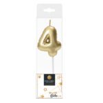 Descriptif de la BOUGIE BALLON CHIFFRE4 : Chiffre 4 Display de 20 blisters Dimensions : H. 5 cm Référence : 1134 Matière : Cire Couleur : Doré spéciale revente Boulangerie/Pâtisserie Possibilité de prêt de présentoir sous condition