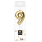 Descriptif de la BOUGIE BALLON CHIFFRE 9 : Chiffre 9 Display de 20 blisters Dimensions : H. 5 cm Référence : 1139 Matière : Cire Couleur : Doré spéciale revente Boulangerie/Pâtisserie Possibilité de prêt de présentoir sous condition