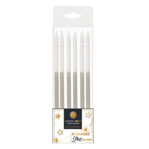 6 bougies Strass H.10cm – A l’unité ou boite de 20 blisters