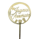Cake Topper « Joyeux anniversaire » H.17,7 cm L.8,3 cm – A l’unité ou boite de 24