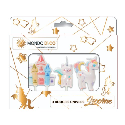 3 bougies univers licorne - A l’unité ou boite de 25 – Image 6