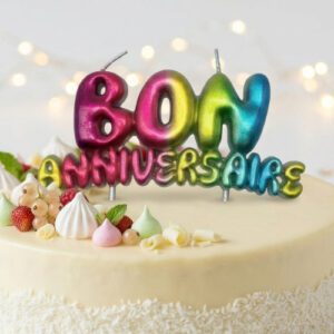 Bougie ballon multicolore « Bon anniversaire » – A l&rsquo;unité ou boite de 12 blisters