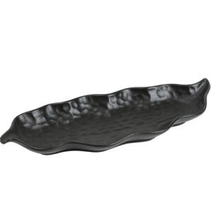 assiettes feuille noire : Référence : 5514 10 pièces Dimensions : 28,7 x 11 cm Matière : céramique Couleur : noir Compatible lave-vaisselle et micro-ondes