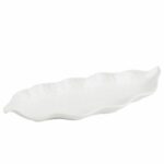 Assiettes à dessert feuille blanche – Lot de 10 – 28,7 x 11 cm