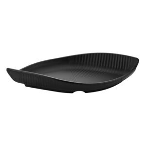 assiettes gondoles mélamine : Référence : 5583 6 pièces Dimensions : 28,6 x 12,7 cm H.4,8 cm Matière : mélamine Couleur : noir Compatible lave-vaisselle