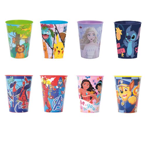gobelets enfant : Idéal pour vos menus enfant ! 24 pièces Dimensions : H.9 cm Ø7,5 cm Contenance : 26 cl Matière : plastique Couleur : multicolore Motif au choix : Avengers, Princesses Disney, Stitch, Jungle, Pokémon, Spiderman, Pat Patrouille, Reine des Neiges - Goblelet sous license, Marvel, Disney, Pokemon, Pat Patrouille