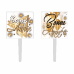 200 piques carrés « Bonne année » clignotants H.3,3 cm – Décors pâtissiers