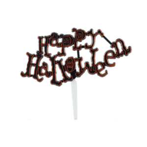 plaque Happy Halloween : Plaque décorative spéciale Halloween sur pique pour pâtisserie Conditionnent : sachet de 144 pièces Dimensions (hors pique) : L.11,5 cm Matière : plastique Coloris : noir, orange Référence : 4000