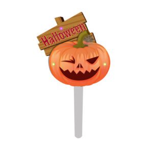 décorations clignotantes Halloween : Décorations clignotantes sur pique pour pâtisserie Conditionnent : sachet de 200 pièces Dimensions (hors pique) : H.3,1 cm Matière : plastique Coloris : orange Référence : 4005