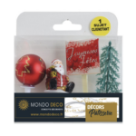 Kit sapin vert pour bûche de noël (4 pièces avec sujet clignotant) – Décors pâtissiers