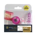 Kit sapin rose pour bûche de noël (4 pièces avec sujet clignotant) – Décors pâtissiers