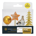 Kit sapin doré pour bûche de noël (4 pièces avec sujet clignotant) – Décors pâtissiers