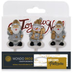 Kit argenté pour bûche de Noël (4 pièces) – Décors pâtissiers