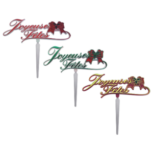 150 plaques « Joyeuses Fêtes » pour gâteau – H. 11,8 cm – Décors pâtissiers