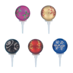 50 boules de Noël décorées sur pique – Ø3 cm – Décors pâtissiers