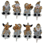 50 résines personnages de Noël pull argenté – H. de 3,9 cm – Décors pâtissiers