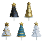 50 résines sapins de Noël 3D – H. de 3,4 à 3,9 cm – Décors pâtissiers