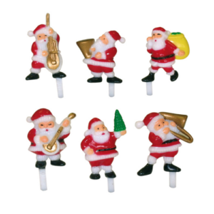 144 pères-noël musiciens décoratifs sur pique – H.3,5 cm – Décors pâtissiers