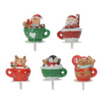 50 résines en forme de tasses de Noël – H. 3,5 cm – Décors pâtissiers