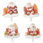 50 résines Père-Noel cheminée – H.3,5 cm – Décors pâtissiers