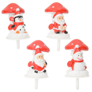 50 résines « Champignons de Noël » – H. 2,8 cm – Décors pâtissiers