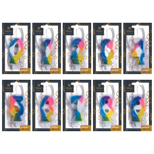 Bougie chiffre multicolore